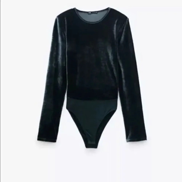 Zara Velvet Shoulder Pad bodysuit - Picture 1 of 12
